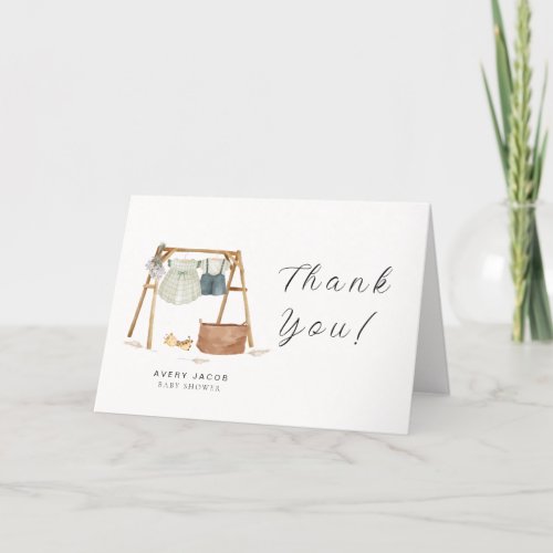 Minimalist Boho Baby Shower Clothes  Thank You Card