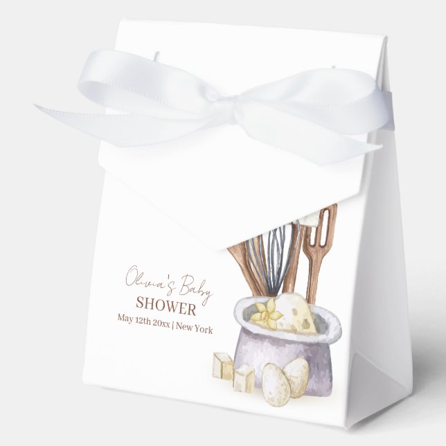 Minimalist Boho Bakery Chef Baby Shower Favor Boxes (Front)