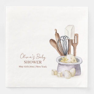 Minimalist Boho Bakery Chef Baby Shower Paper Dinner Napkins