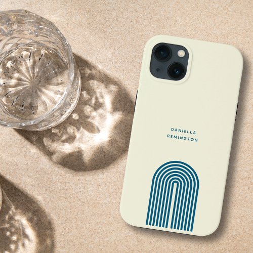 Minimalist Boho Blue Arch Line iPhone 13 Case