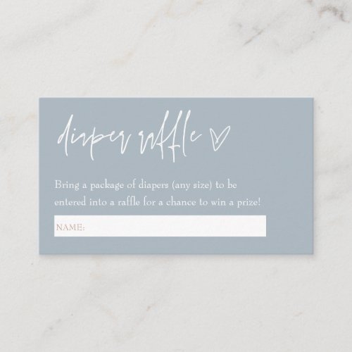 Minimalist Boho Blue Hello Baby Diaper Raffle Enclosure Card