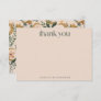 Minimalist Boho Blush Floral Moon Bridal Shower  Thank You Card