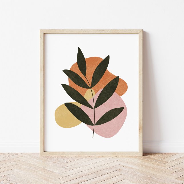 Minimalist Boho Botanical Leaf Abstract Shapes Art Poster (Creator Uploaded)