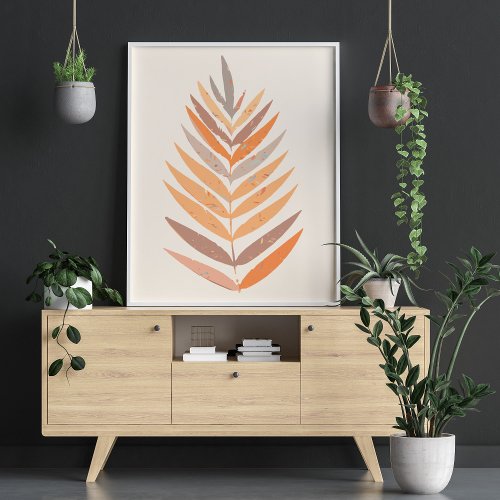 Minimalist Boho Botanical Leaf Neutral Earth Tones Poster