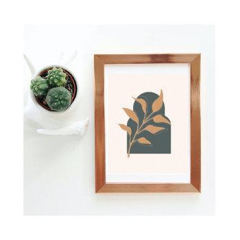 Minimalist Boho Botanical Leaves On Green Arch Poster by nountown at Zazzle