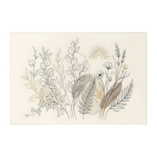 Minimalist Boho Botanical Line Acrylic Wall Art