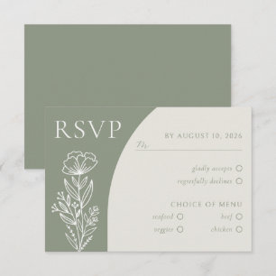 Minimalist Boho Botanical Sage Green RSVP Enclosure Card