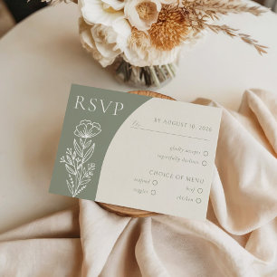 Minimalist Boho Botanical Sage Green RSVP Enclosure Card