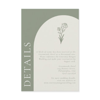 Minimalist Boho Botanical Sage Wedding Details Enclosure Card