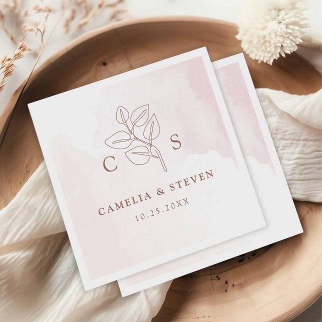 Minimalist Boho Botanical Terracotta Wedding  Napkins (Creator Uploaded)