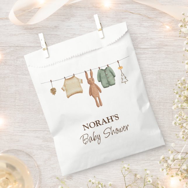 Minimalist Boho Boy Clothes Baby Shower  Favor Bag (Clipped)