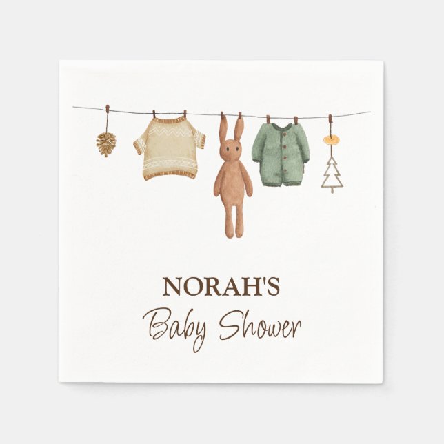 Minimalist Boho Boy Clothes Baby Shower  Napkins (Front)