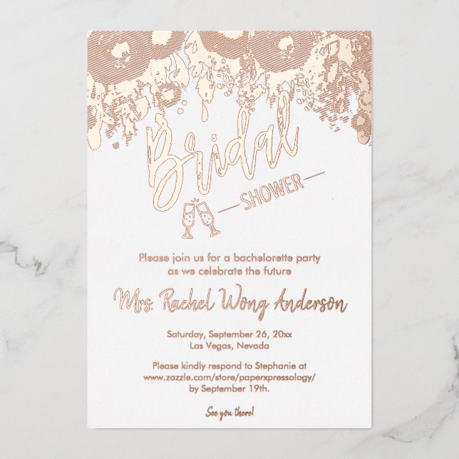 Minimalist Boho Bridal Shower Photo Rose Gold Foil Invitation (Front)