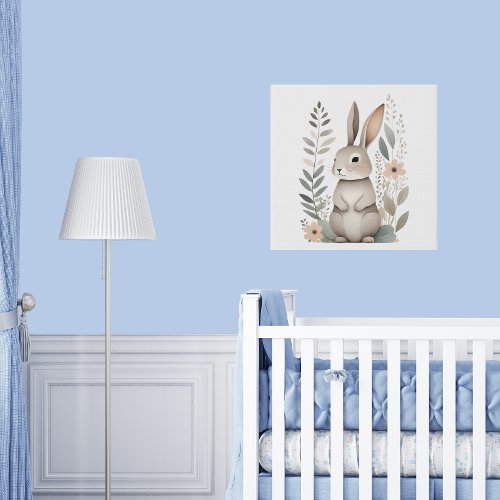 Minimalist Boho Bunny Rabbit Nursery Kids Room  Faux Canvas Print