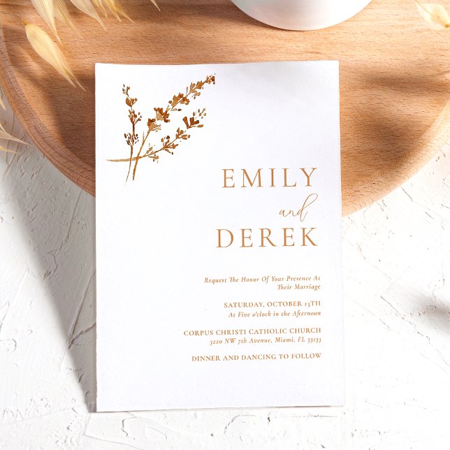 Minimalist Boho Burnt Orange Wedding Invitation (Creator Uploaded)