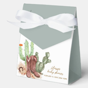 Minimalist Boho Cactus Cowboy Shoes Baby Shower  Favor Boxes