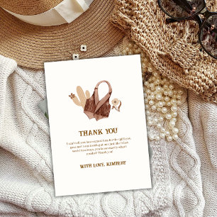 Minimalist Boho Cactus Cowgirl Baby Shower  Thank You Card