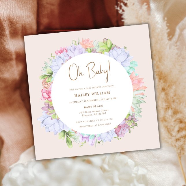 Minimalist Boho Cactus Desert Oh Baby Shower  Invitation (Minimalist Boho Cactus Desert Oh Baby Shower Invitation)