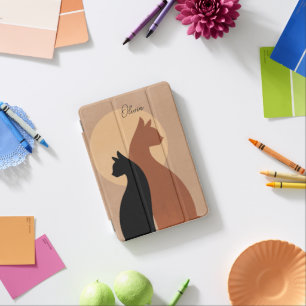 Minimalist Boho Cats Silhouette Wall Art iPad Mini Cover