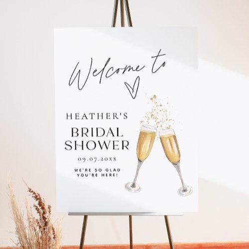 Minimalist Boho Champagne Bridal Shower Welcome Foam Board