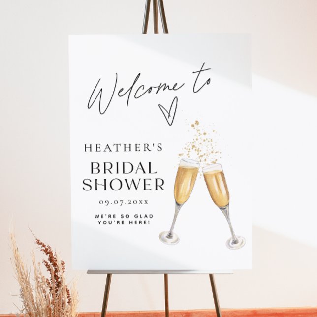 Minimalist Boho Champagne Bridal Shower Welcome Foam Board (Creator Uploaded)