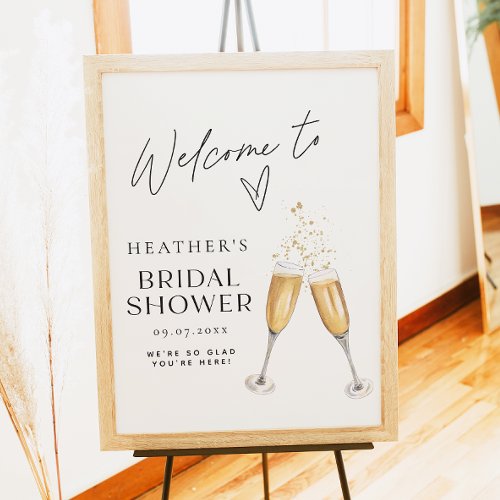 Minimalist Boho Champagne Bridal Shower Welcome Poster
