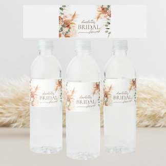 Minimalist Boho Chic Floral Bridal Shower Water Bottle Label