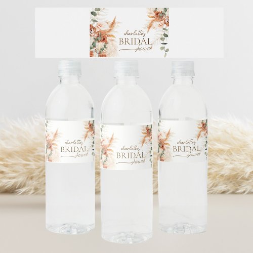 Minimalist Boho Chic Floral Bridal Shower  Water Bottle Label