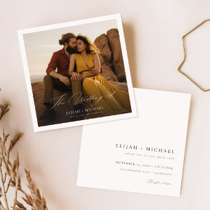 Minimalist Boho Chic Photo Square Wedding Invitation