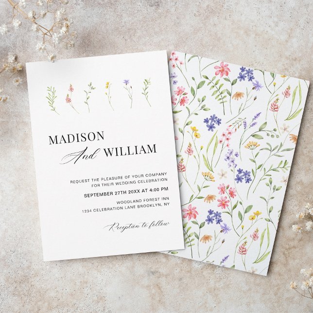 Minimalist Boho Chic WildFlower Garden Wedding Invitation (Creator Uploaded)