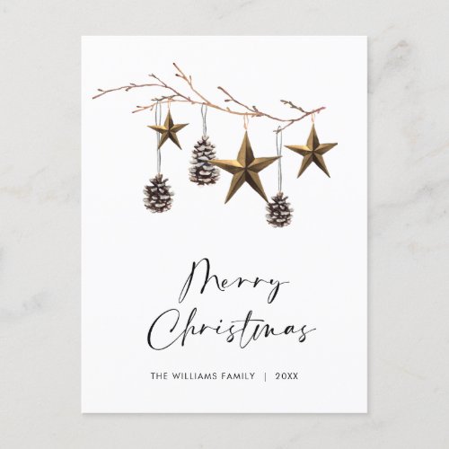 Minimalist Boho Christmas Greeting Holiday Postcard