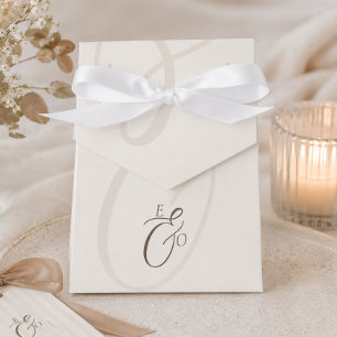Minimalist Boho Cocoa Brown Monogram Wedding Favor Boxes