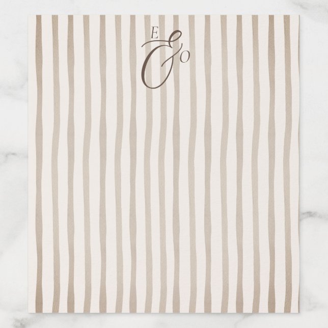 Minimalist Boho Cocoa Brown Striped Wedding Envelope Liner (Design)