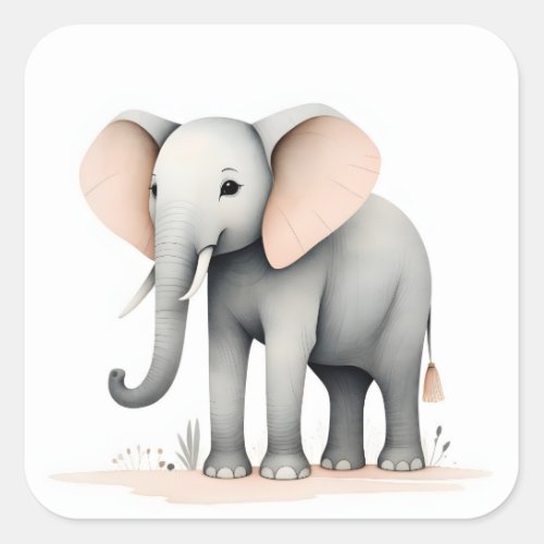 Minimalist Boho Cute Elephant Laptop Water Bottle  Square Sticker