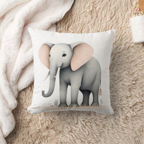 Minimalist Boho Cute Elephant Nursery Kids Room  Throw Pillow