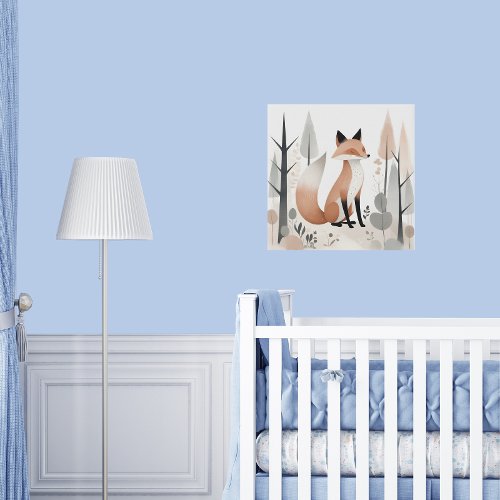 Minimalist Boho Cute Fox Nursery Kids Room  Faux Canvas Print