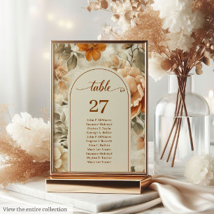 Minimalist Boho Earthy Ivory Sage Floral Wedding Table Number