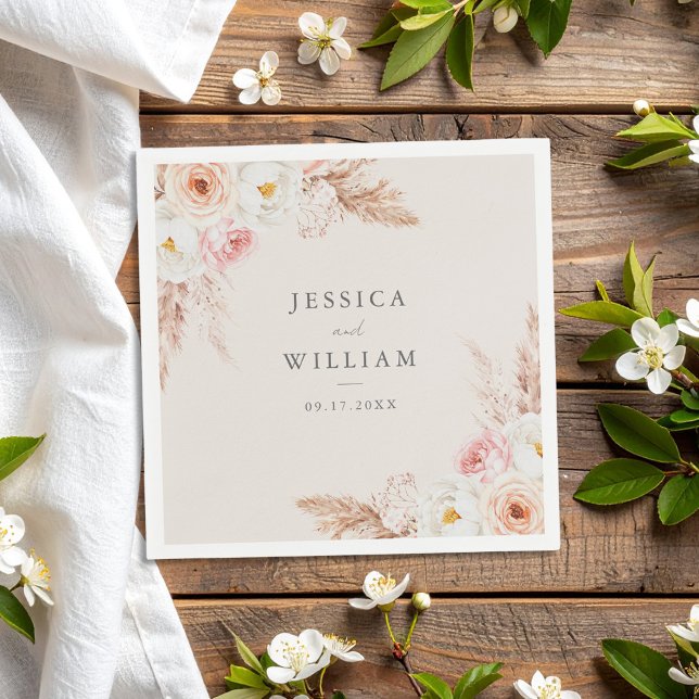 Minimalist Boho Fall Floral Wedding Napkins (Creator Uploaded)