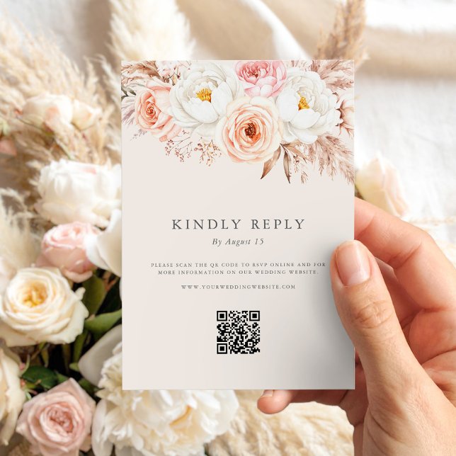 Minimalist Boho Fall Floral Wedding RSVP Card (Creator Uploaded)