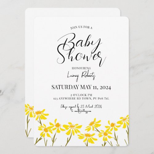 Minimalist Boho Floral Baby Shower Invitation