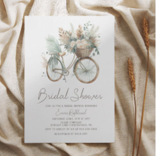 Minimalist Boho Floral Bicycle Bridal Shower Invitation