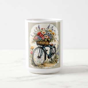 Minimalist Boho Floral Bicycle Coffee Mug