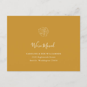 Minimalist Boho Floral Moved Address Yellow Postcard
