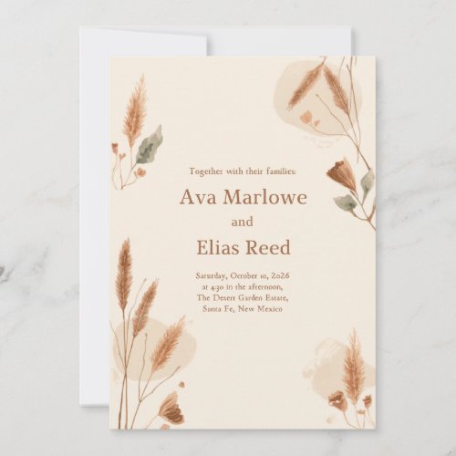 Minimalist Boho Floral Wedding Invitation