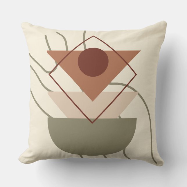 Minimalist Boho Geometric Pillow– Beige & Earth Throw Pillow (Front)
