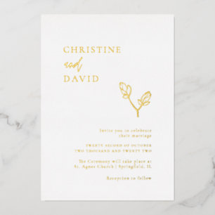 Minimalist Boho Gold Foil Wedding Invitation