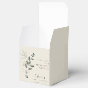 Minimalist Boho Gold Greenery Baby Shower Favor Boxes