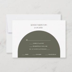 Minimalist Boho Green Arch Meal Choice RSVP Card