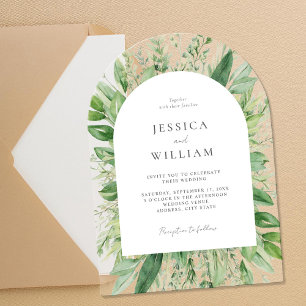 Minimalist Boho Greenery Wedding Acrylic Invitations