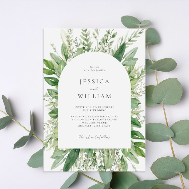 Minimalist Boho Greenery Wedding Invitation (Creator Uploaded)
